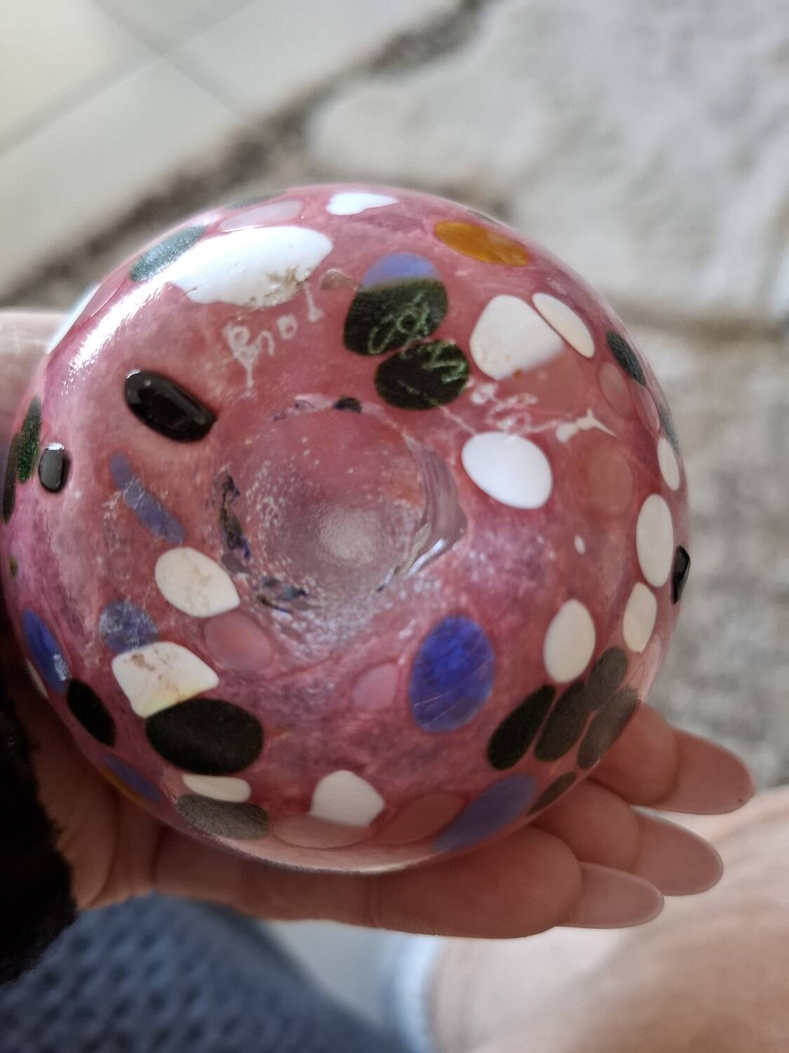Speckled blown vase by Briot