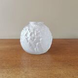 Small art deco ball vase in white glass paste