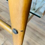 Vintage console in wood, glass and gold metal