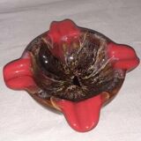 Vallauris Ashtray Signed – 1970s Ceramic – Organic Shape Red & Enamel