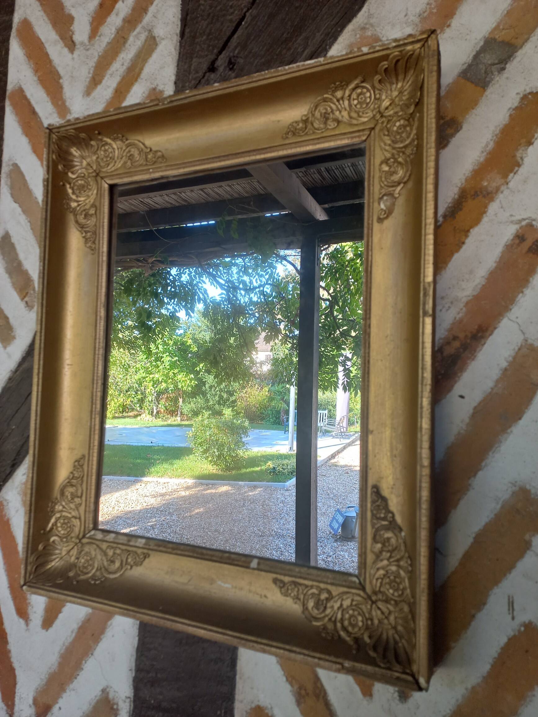 Old gilded wood mirror late 18th century early 19th century