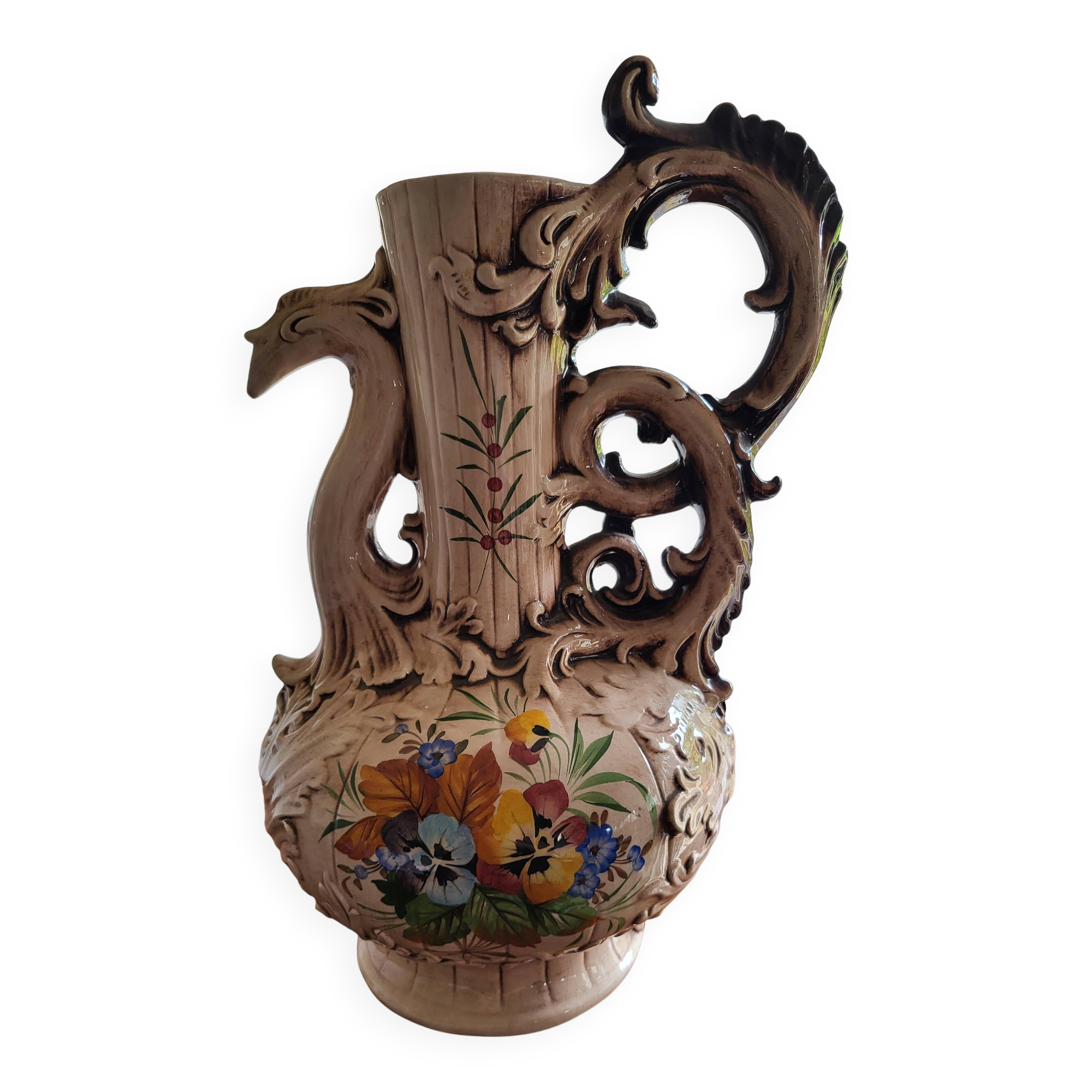 Large ceramic jug signed "Bassano Italy"
