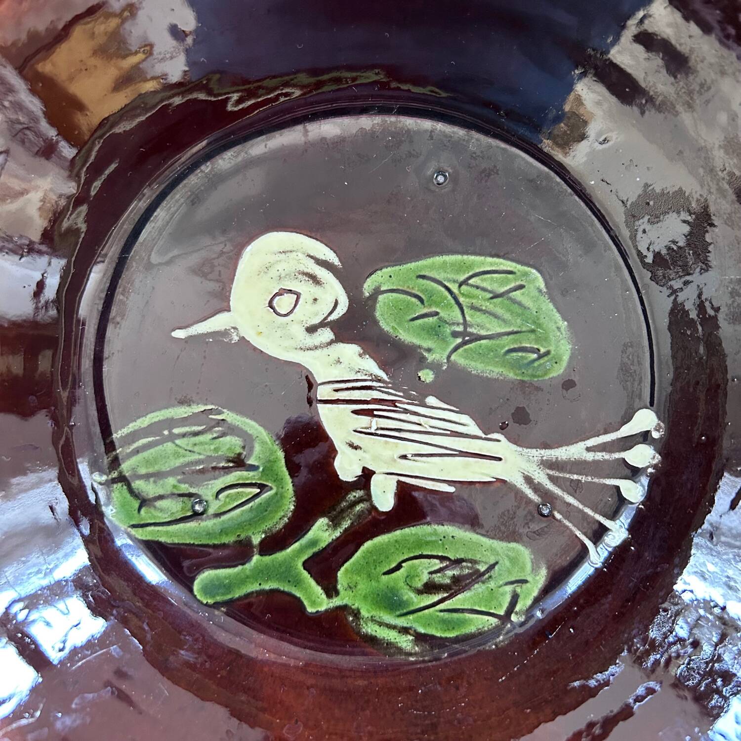Deep pottery dish from Marnaz Savoie