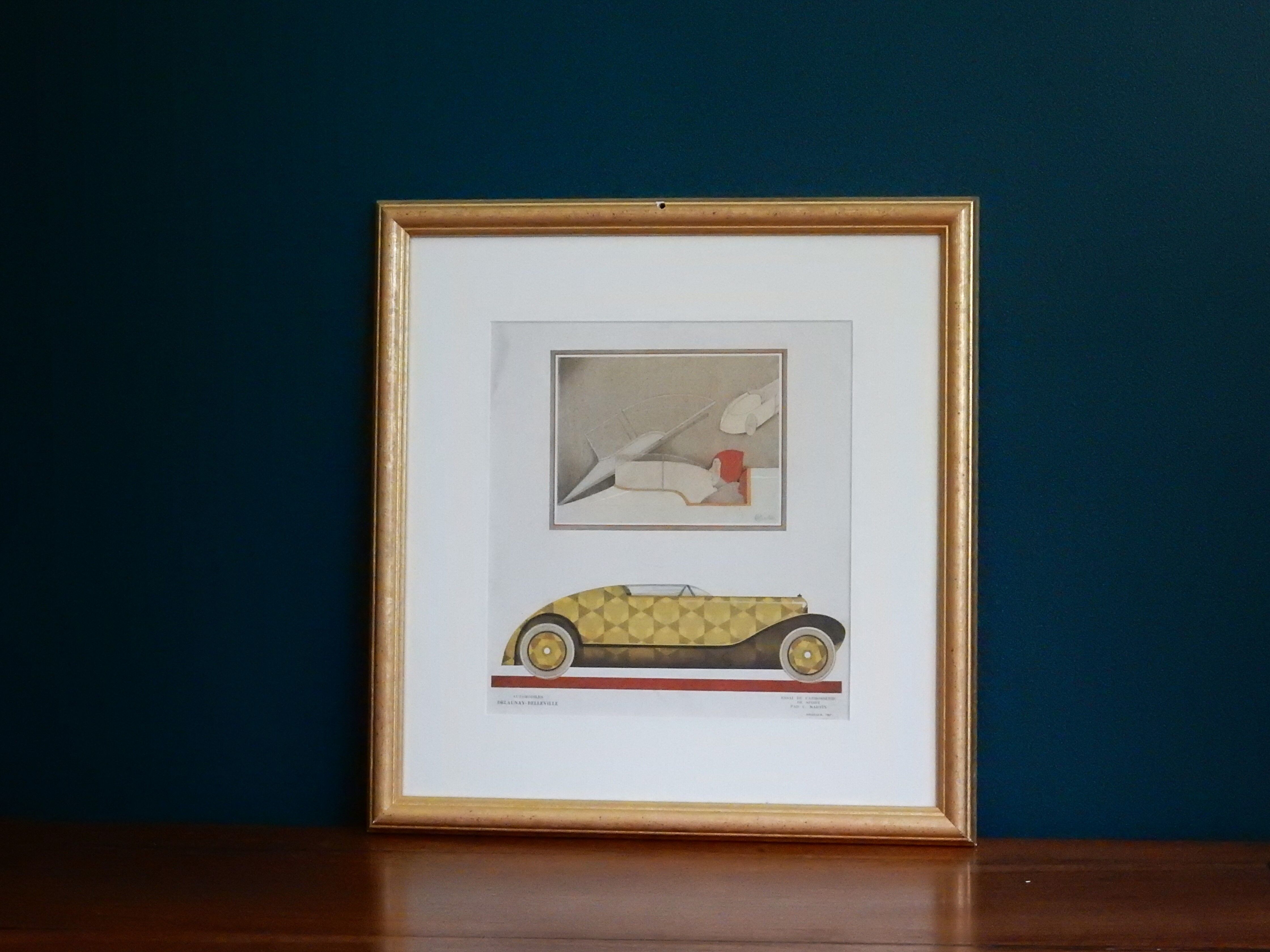 Art Deco illustration luxury car Delaunay Belleville by Charles Martin in 1924