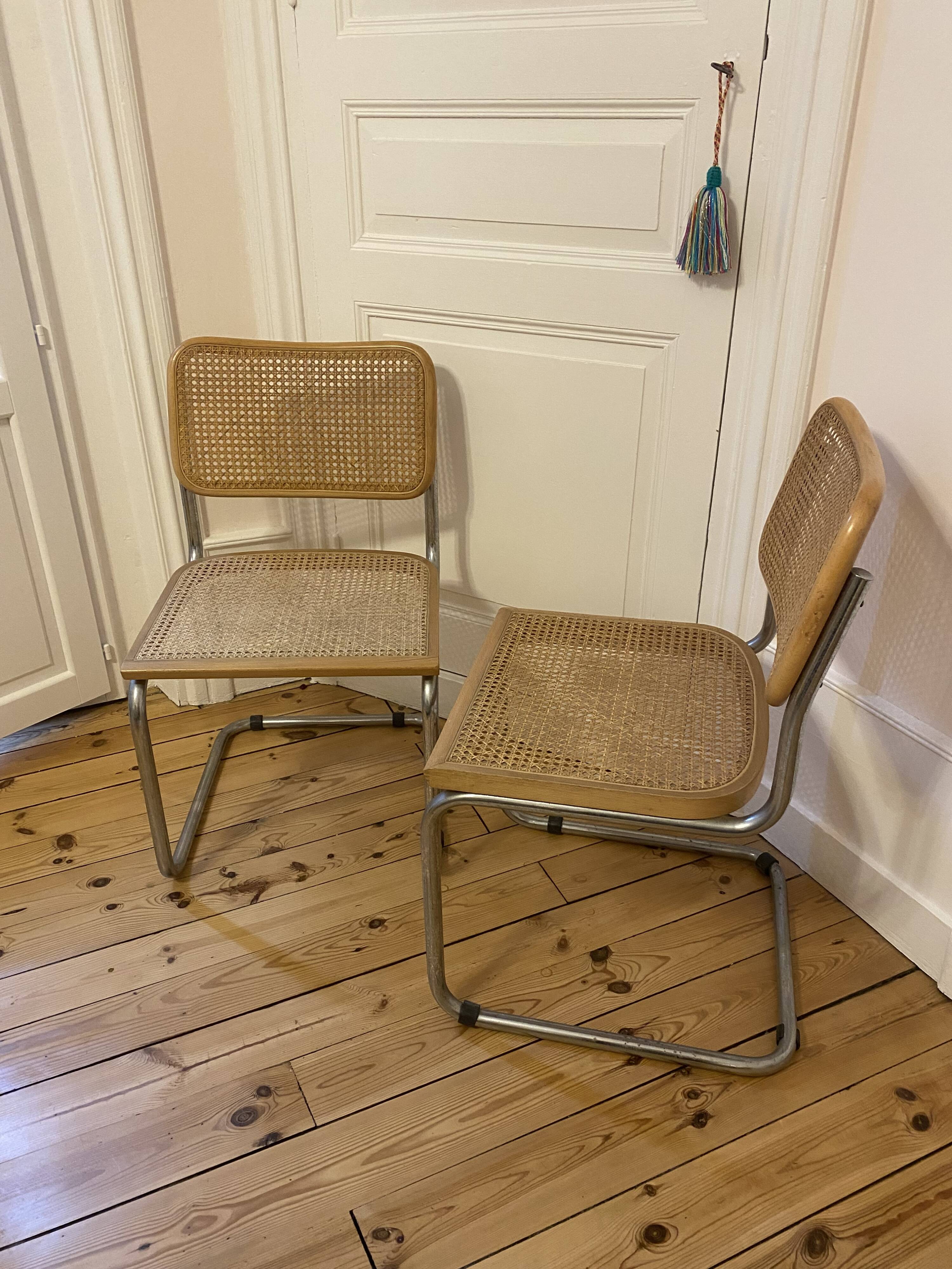Pair of Cesca b32 Marcel Breuer chairs
