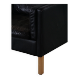 Mogens Hansen, 2-seater canapé mid-century, patinated black leather, 1970s.