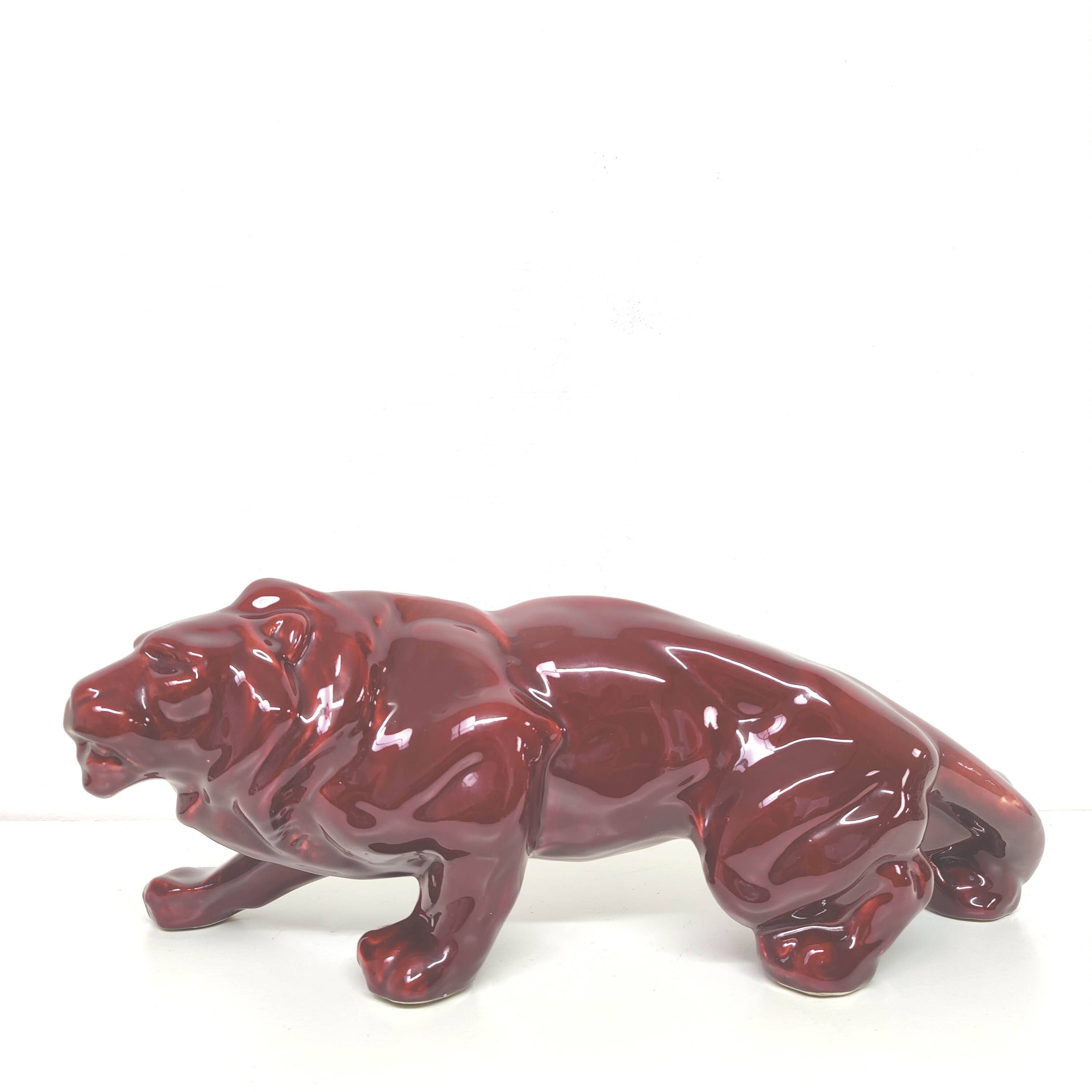 Red earthenware Lion Art Deco 1930