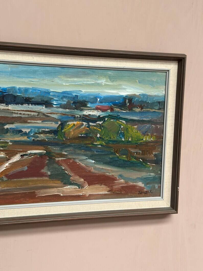 Original Swedish Oil on Canvas – “Landscape” by Jerzy Luczak‑Szewczyk (1923–1975)