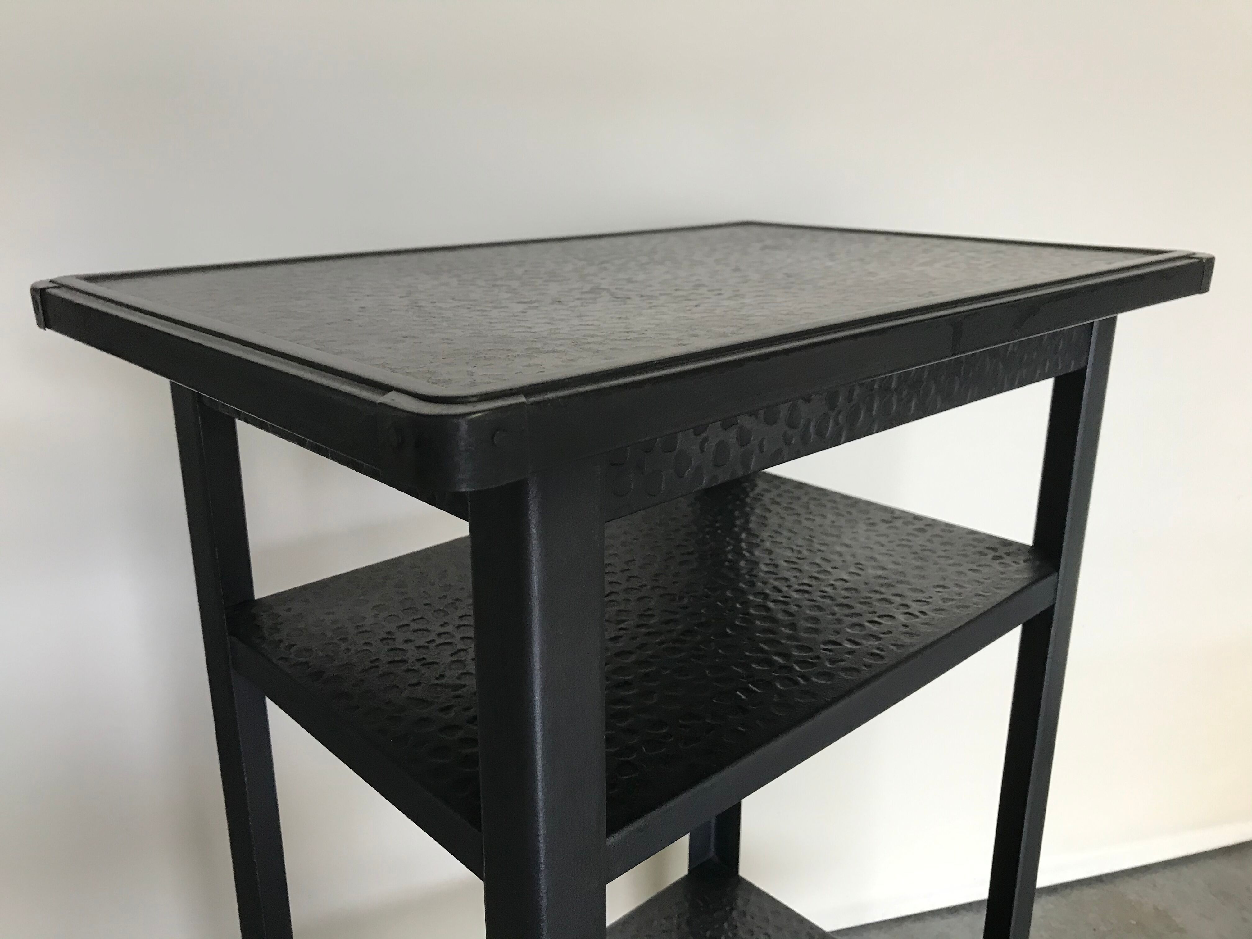 Console table riveted metal 1940 industrial