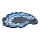 Large vintage shell-shaped blue glazed ceramic bowl