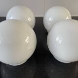 Ensemble de 4 abat-jour en verre opalin pour plafond, lampes rondes blanches vintage