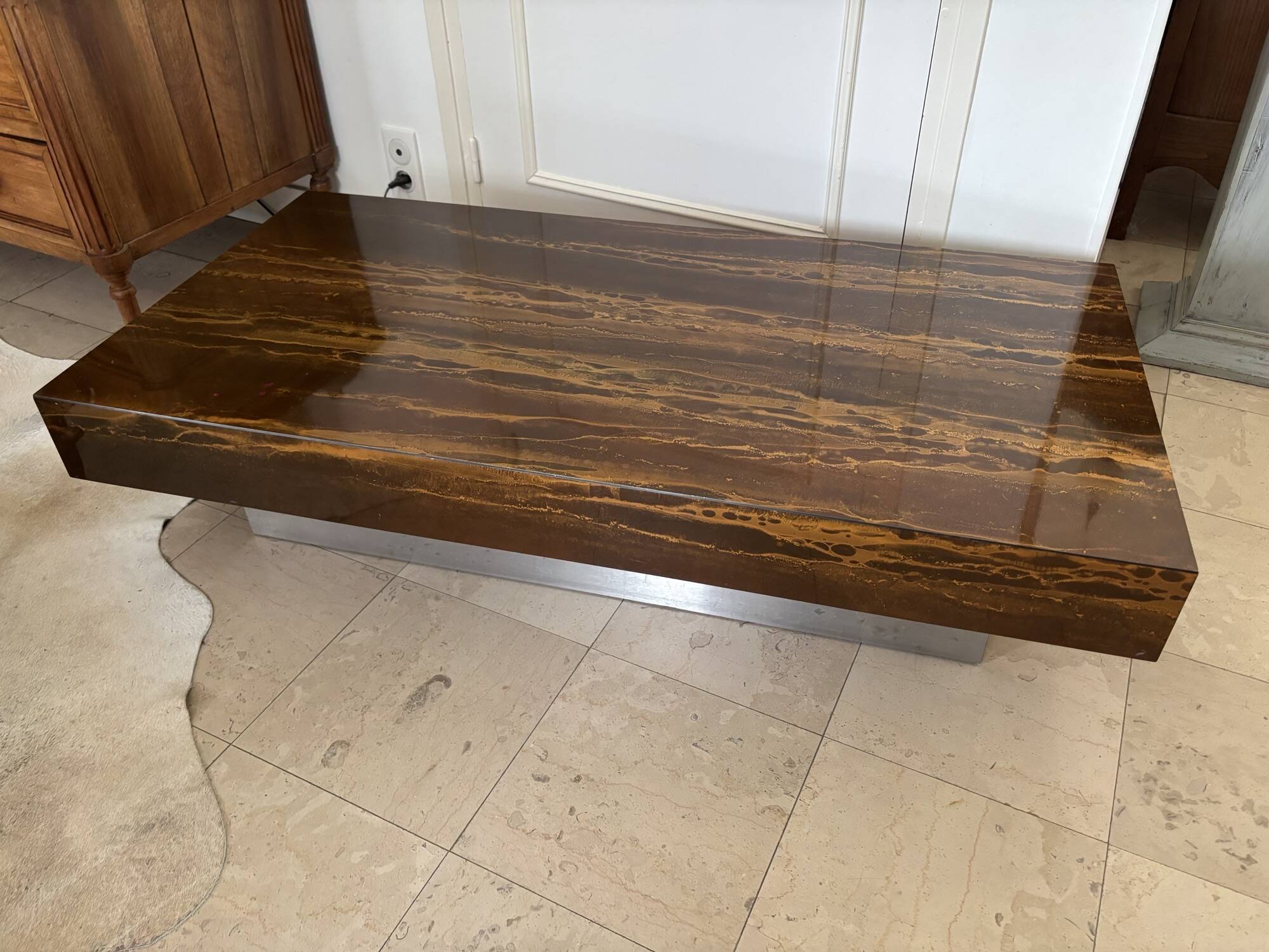 vintage coffee table from the 1970s known as Solar Eruption by Lefevre Roset