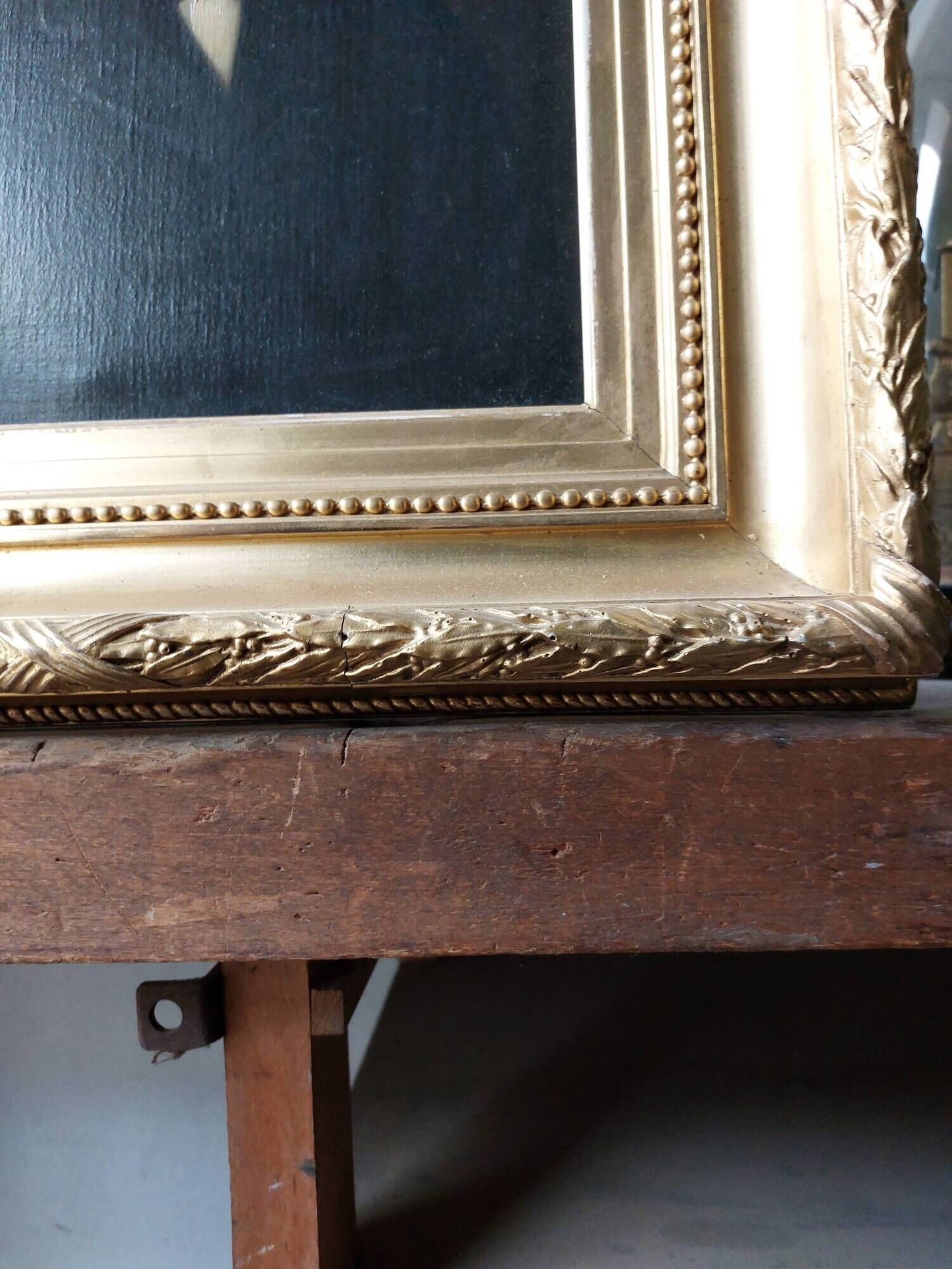 Painting Portrait of an ancient man 19th with gilded wooden frame