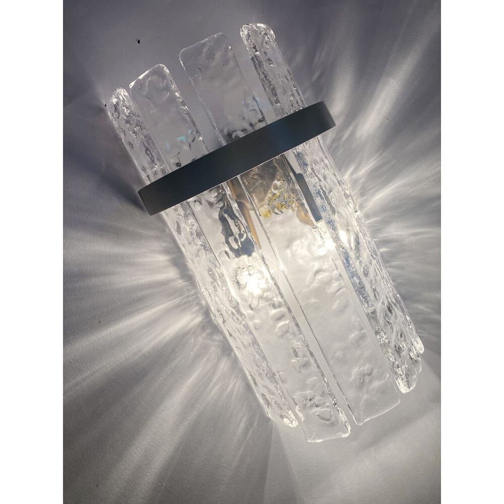 Hammered strips “listelli” murano glass belt wall sconces