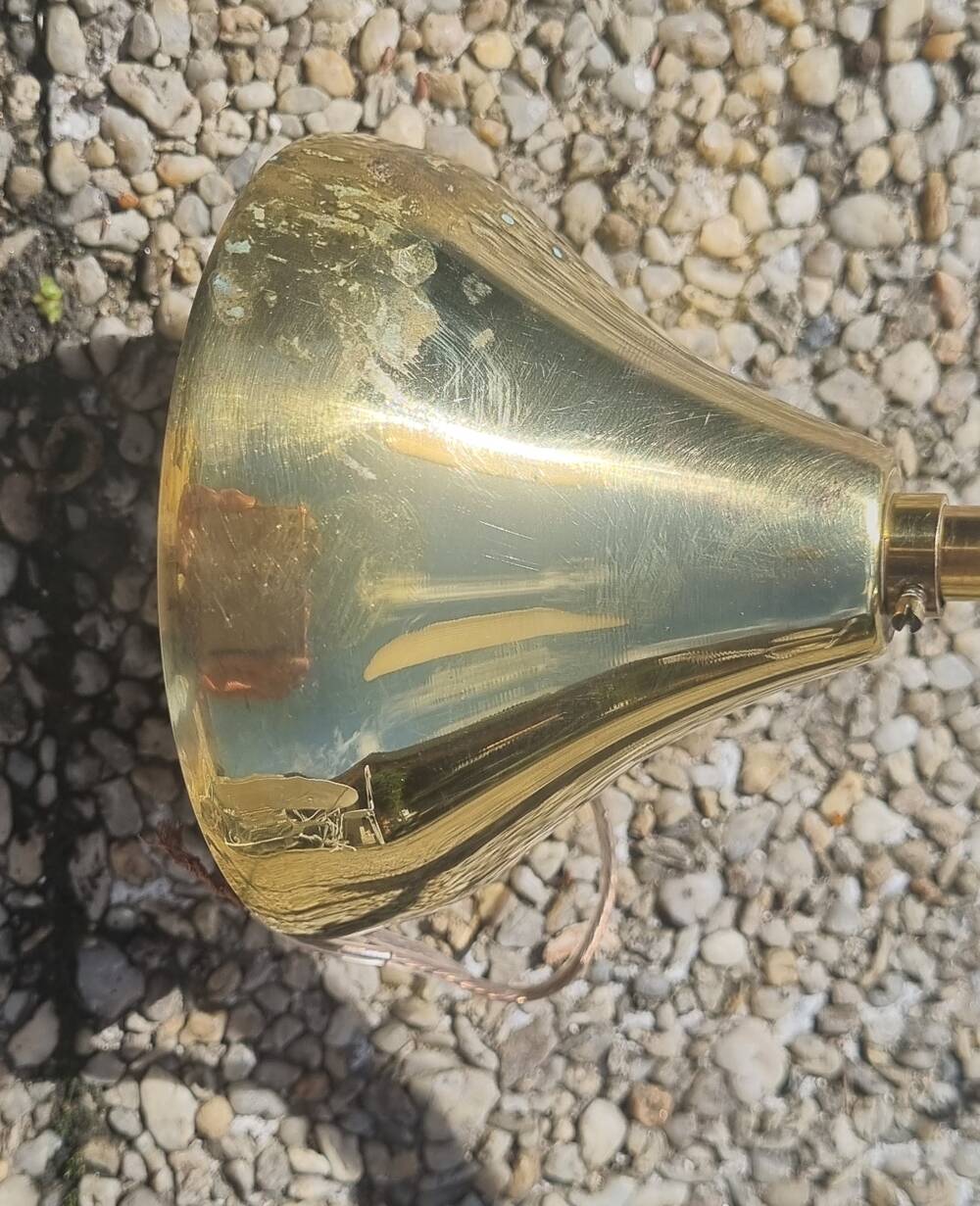 4-light pendant light, brass and opaline, Maison Lunel, Paris, vintage 1950s