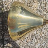 4-light pendant light, brass and opaline, Maison Lunel, Paris, vintage 1950s