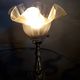 Bronze bedside lamp and its opaque tulip and art nouveau 1900