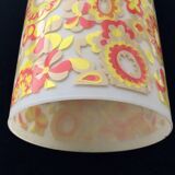 White and orange tube chandelier with seventies pop flowers