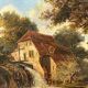 Old painting "The Mill". Oil on canvas.