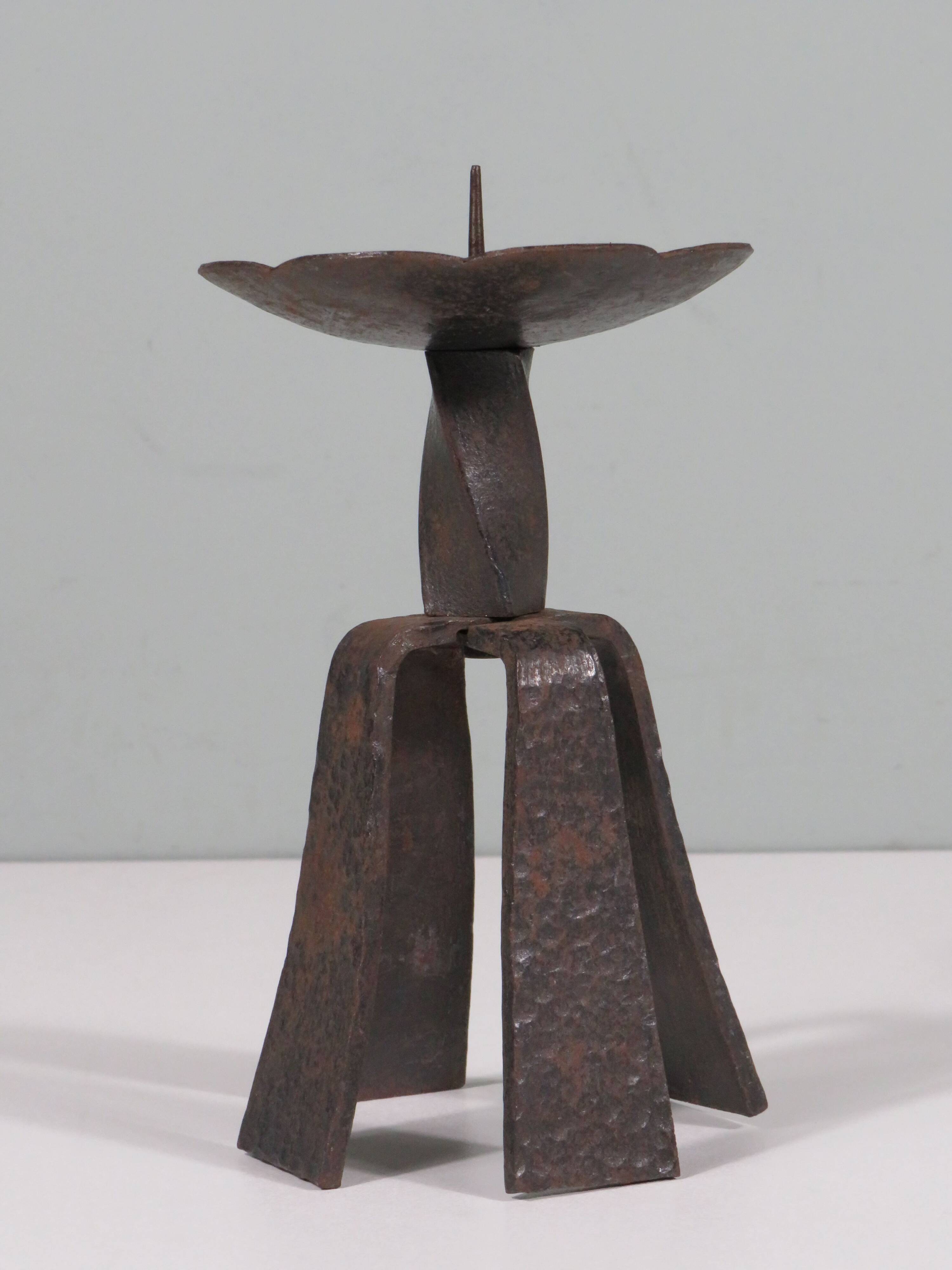 Hand forged vintage and brutalist candlestick