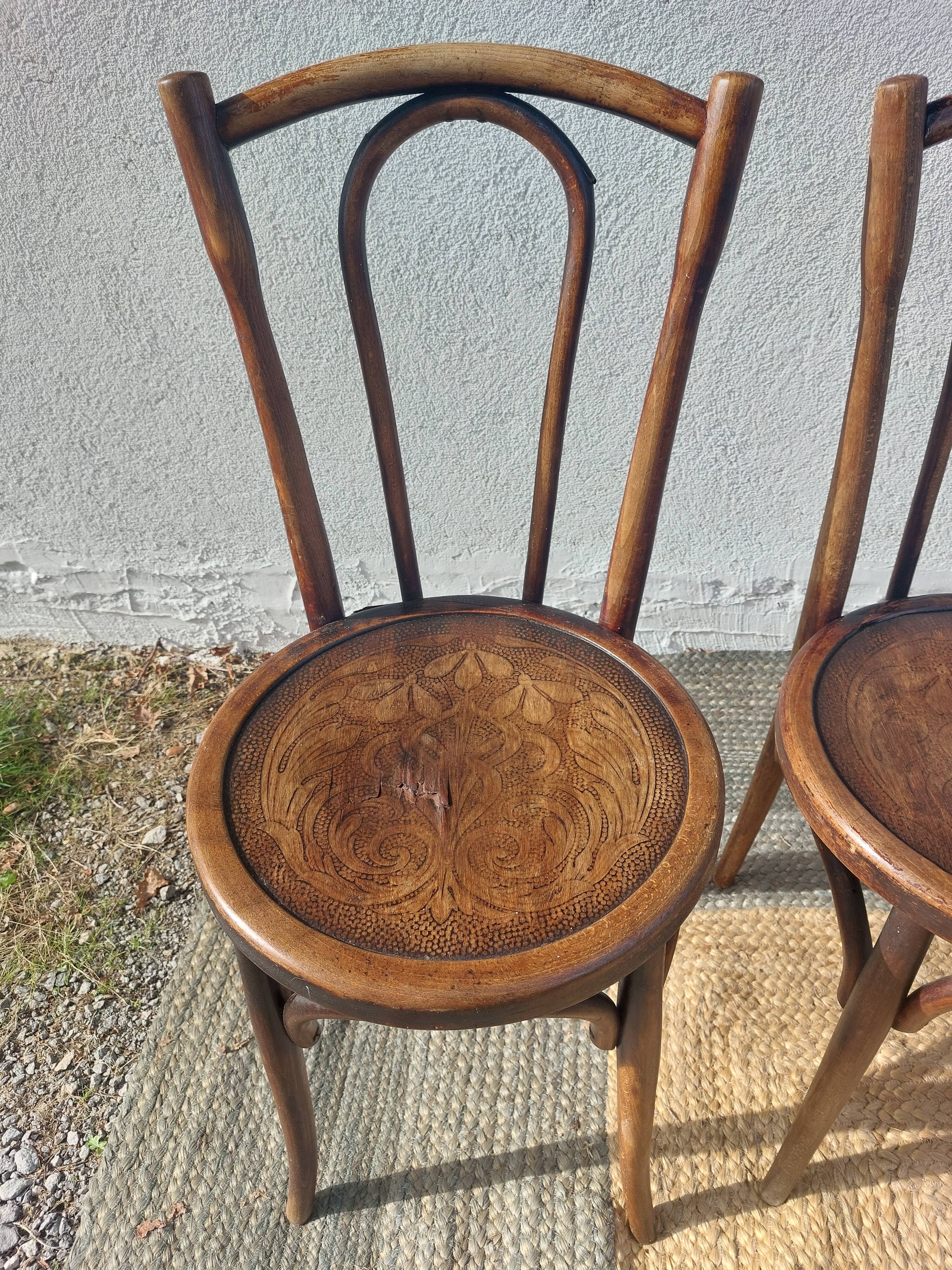 Set of 5 Buchon bistro chairs in curved wood