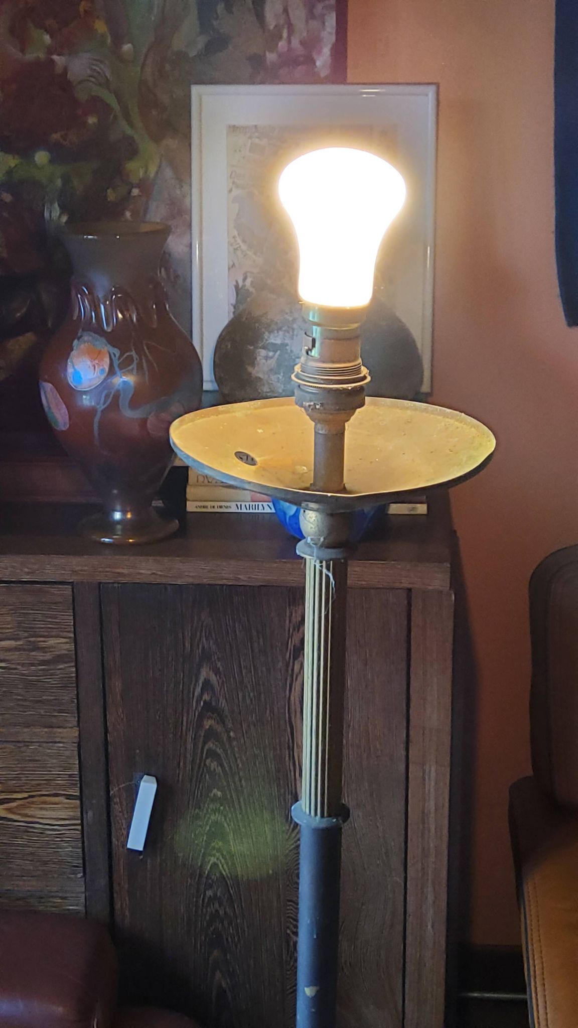 1950s floor lamp in brass with double gold and bronze patina