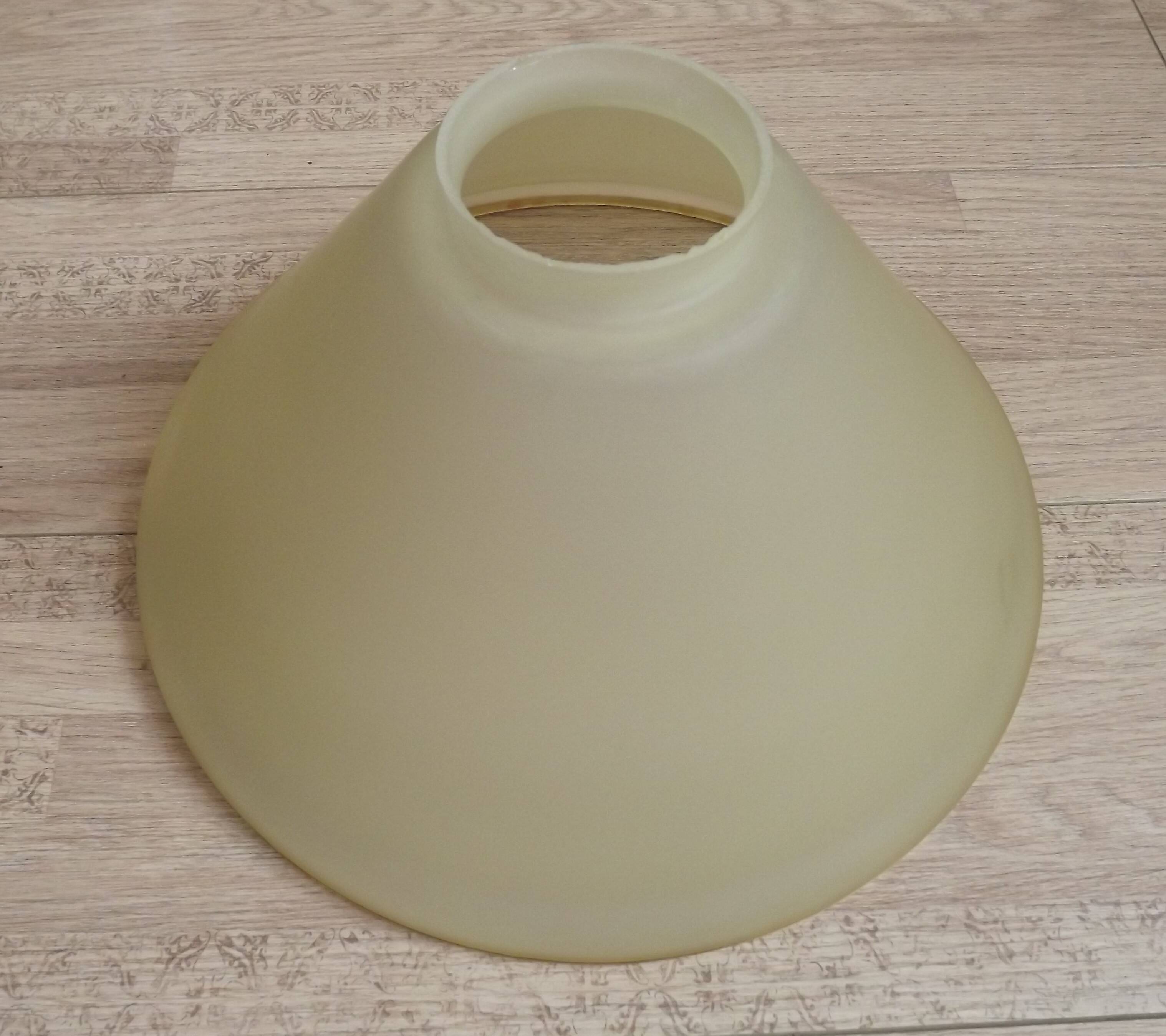 Mid-century coloured glass suspension with a gold metal border 2