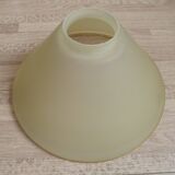 French Mid Century Colored Glass Hanging Shade With Gold Metal Rim 2