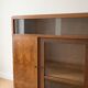Antique Art Deco display cabinet in wood and walnut veneer.