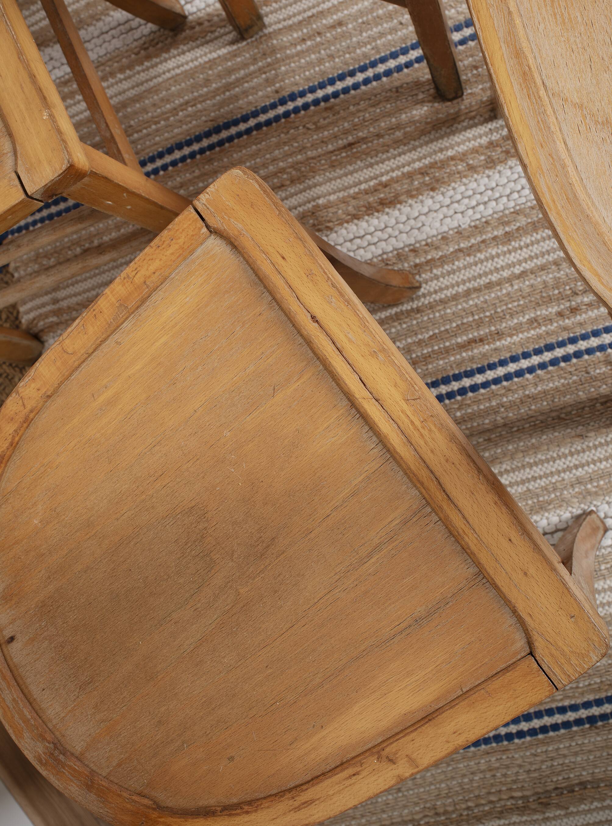 6 bistro chairs, blond wood, typical Luterma brand, 1950s-60s