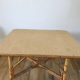 Table basse en rotin et bambou années 60