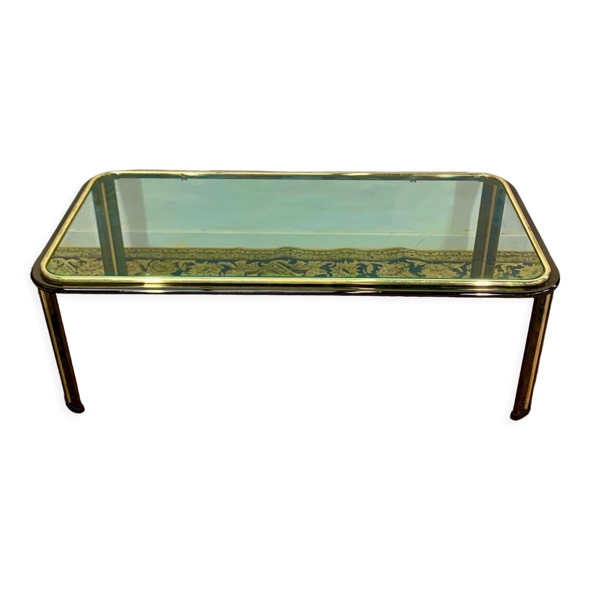 Glass coffee table, chromed steel, Design Italy 1960