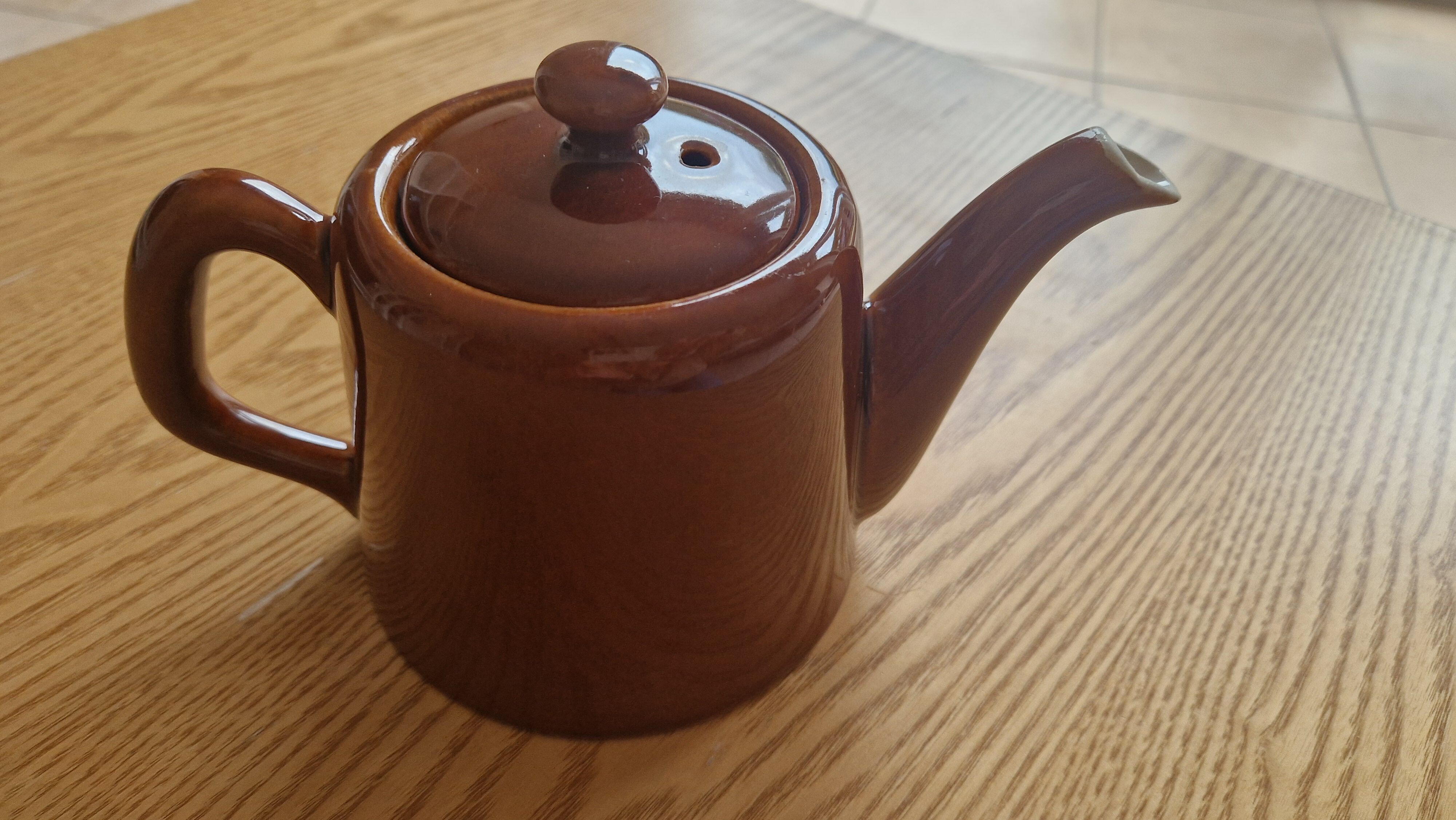 Vintage Chocolate Brown Glazed Stoneware Teapot