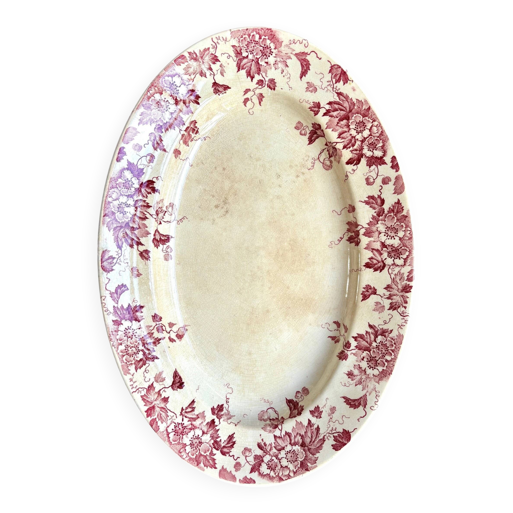 St Amand & Hamage oval dish in pink ironstone