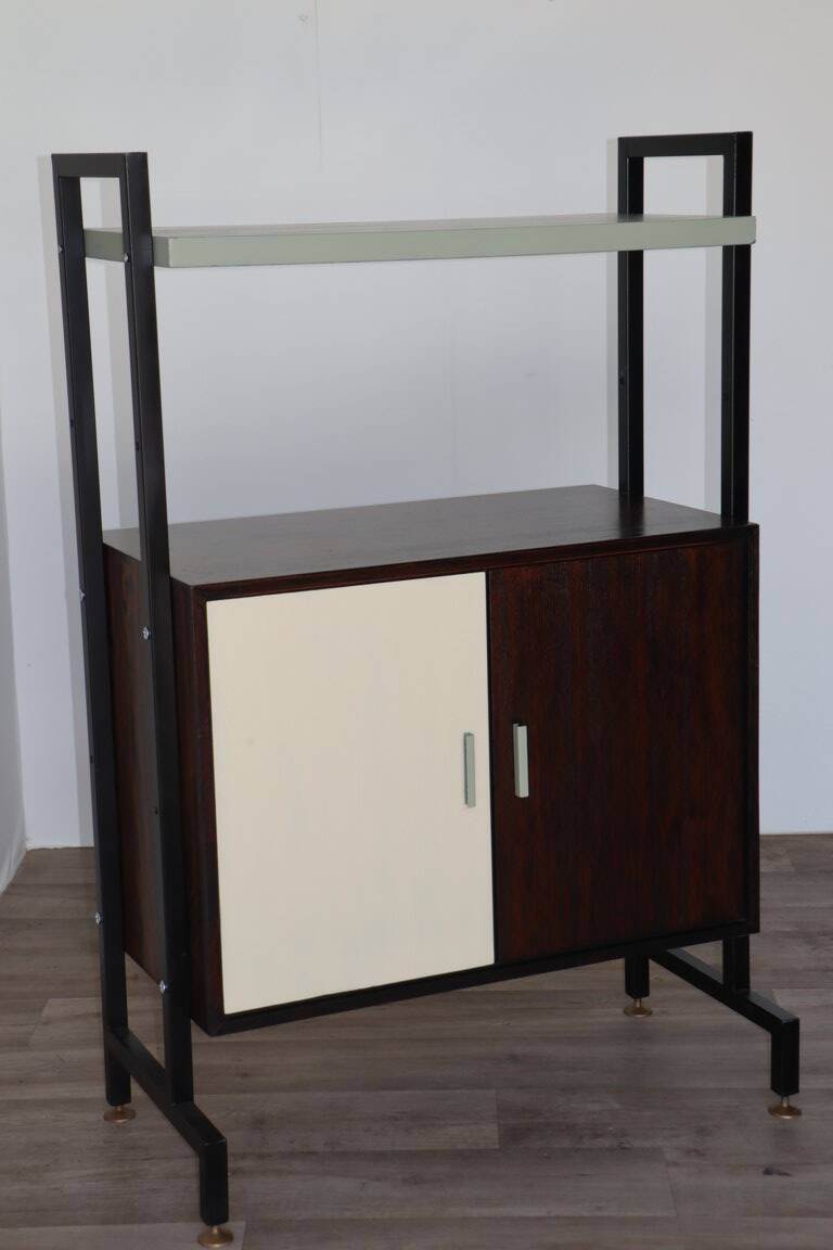 Bibliothèque vintage modulable en bois et métal, 1960