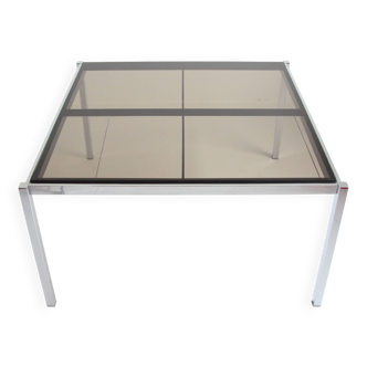 Milo Baughman chrome and smoked glass dining table – 1970 – Italy