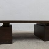 1960s Brutalist style rectangular coffee table with cut corners