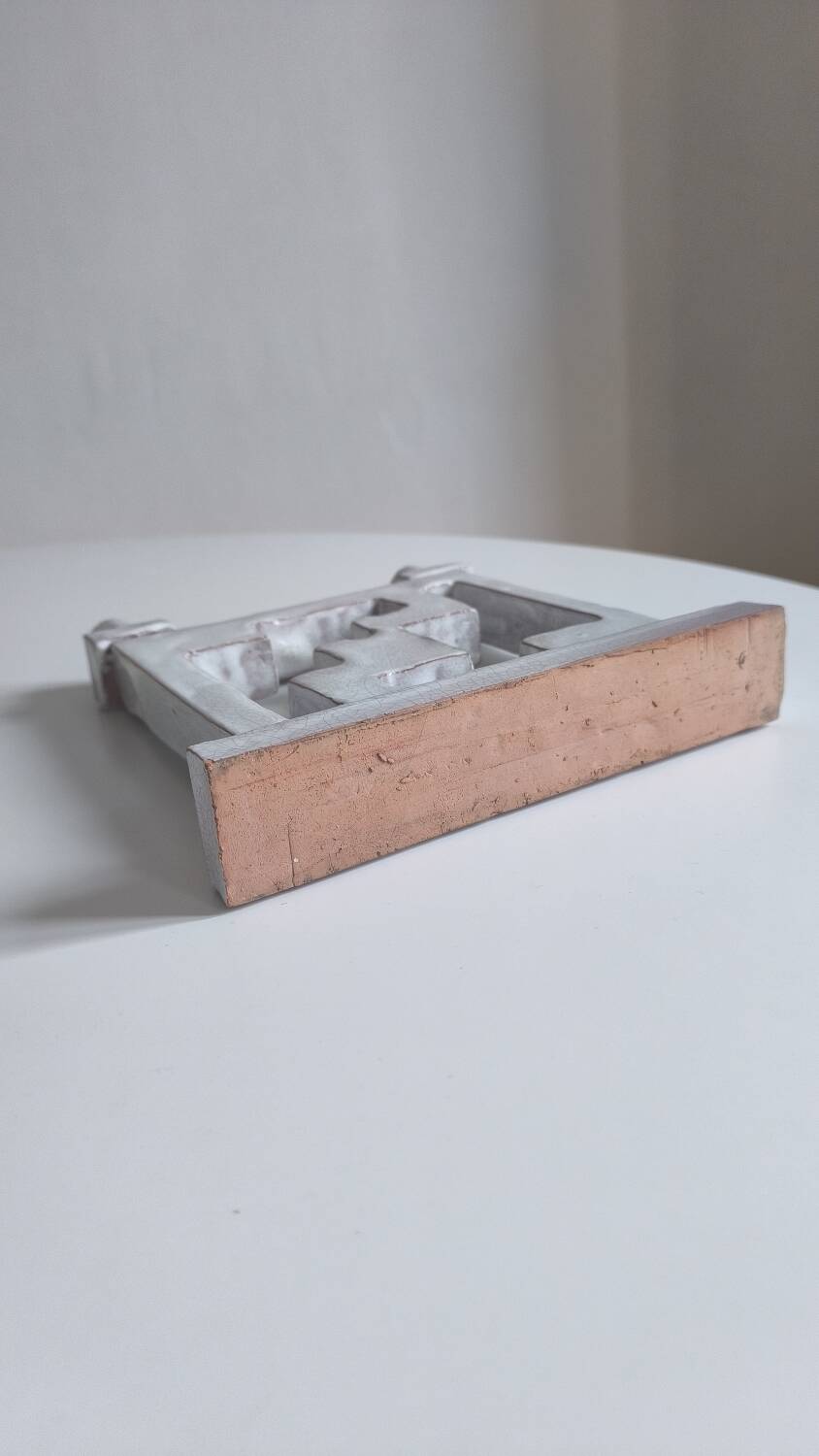 1960s crackle ceramic candle holder