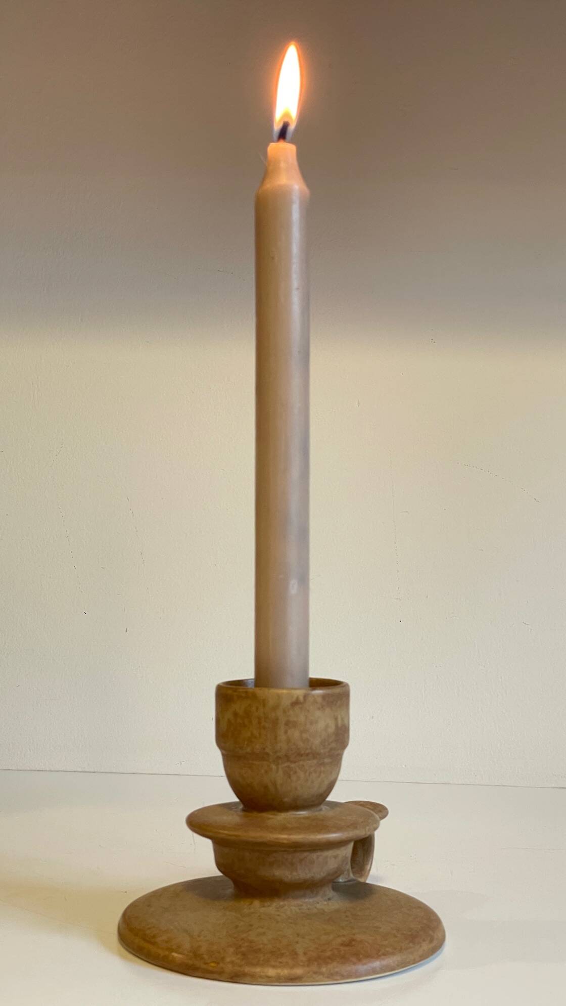 Geometric Hand CANDLE HOLDER Stoneware VINTAGE France
