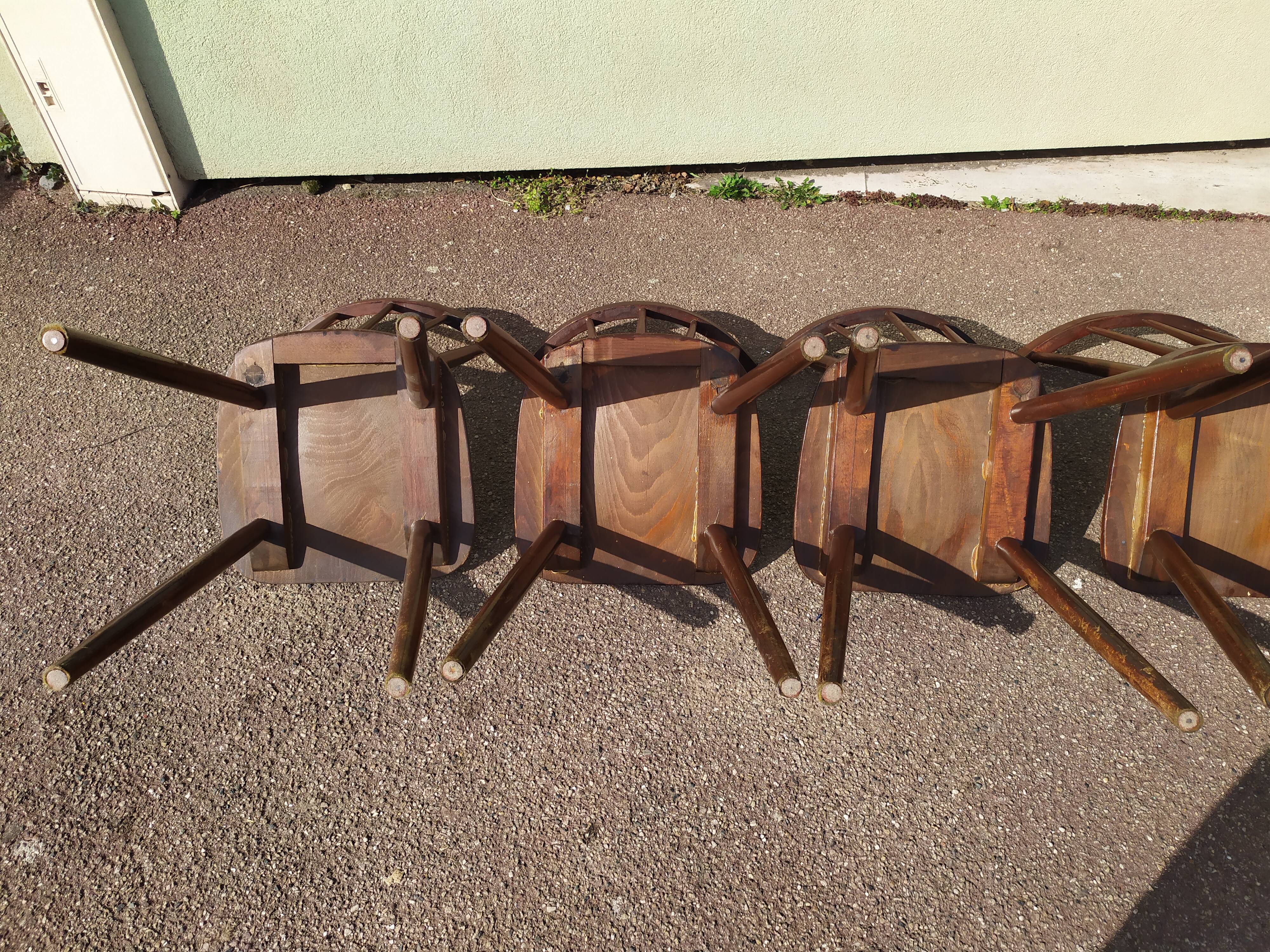 Set of 6 wooden bistro chair - vintage