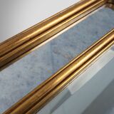 Richly decorated wall mirror in resin with golden ornaments and smoked mirror glass panels, Belgium,