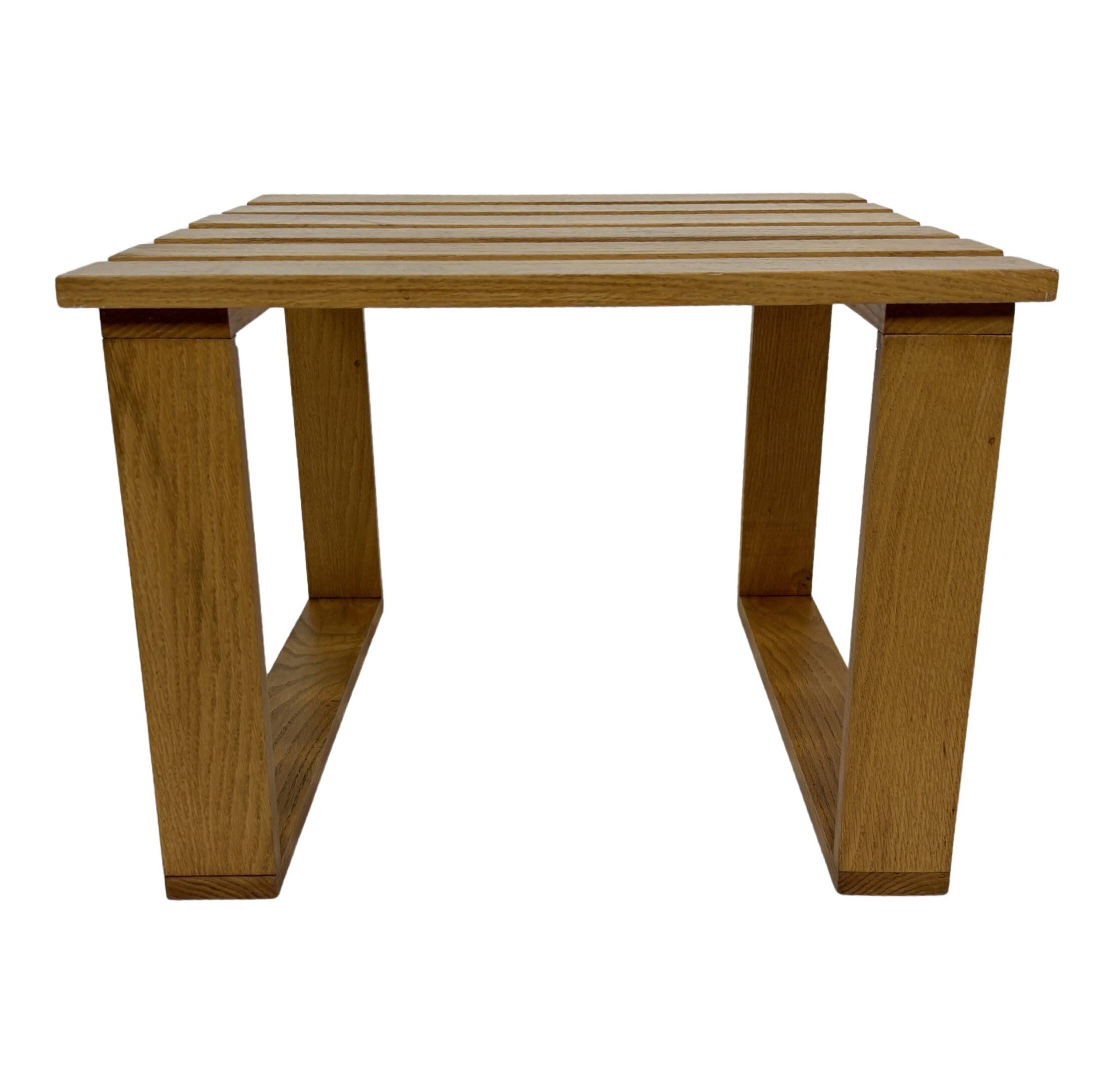 Vintage 1970s coffee table/side table, white oak slats slatted design