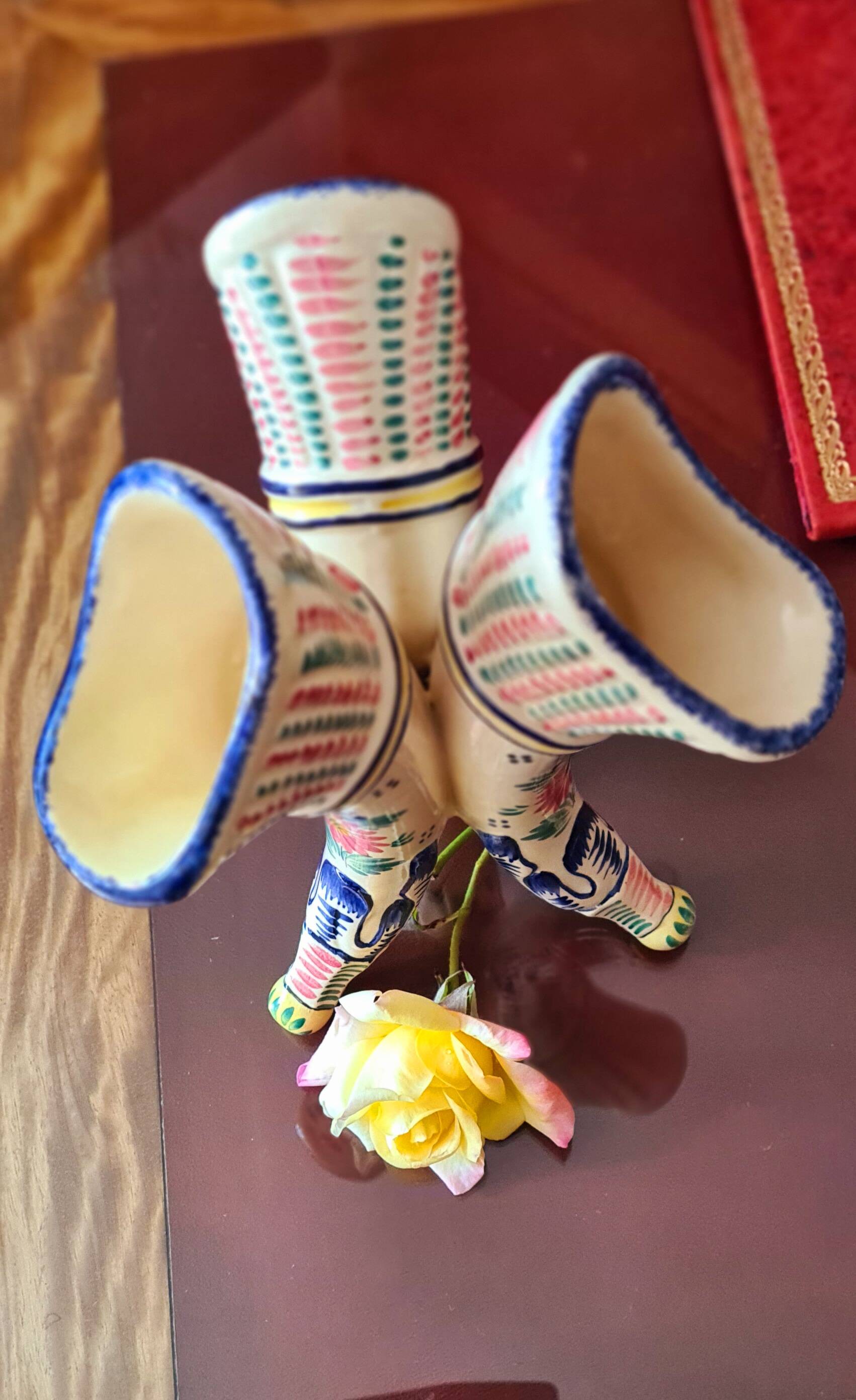HB flowerpot in Quimper earthenware