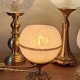 Upcycled pink glass table lamp from Clichy