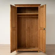 Antique German Pine Wardrobe with Hanging Rail and Shelf, Late 19th Century