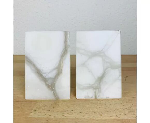 Pair of greenhouse books alabaster white marble