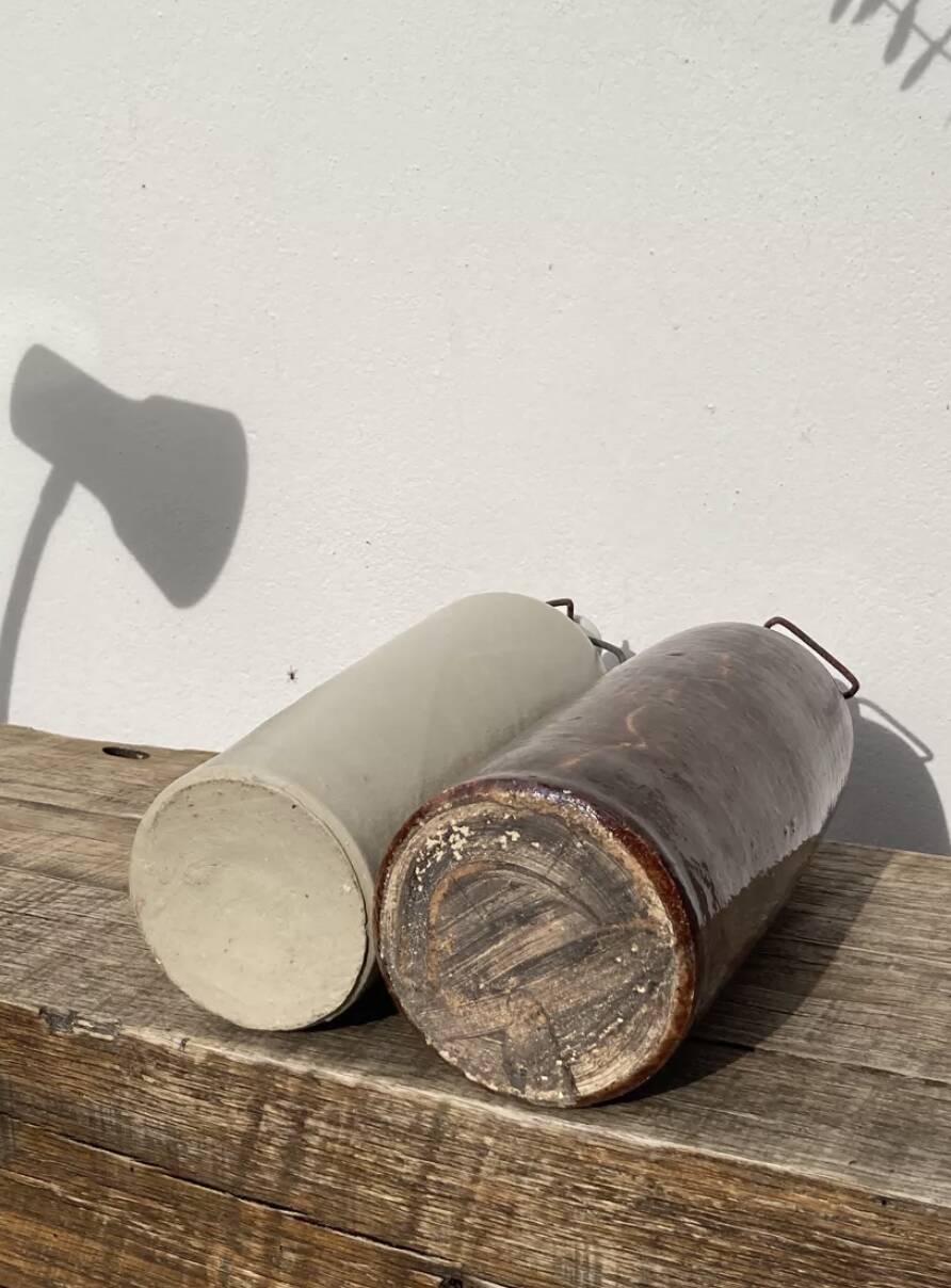 Old wabi sabi stoneware bottles