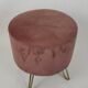 Tabouret pouf & repose pieds velours saumon