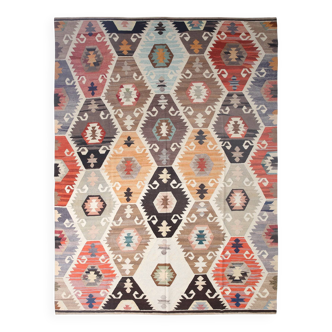 Geometric Mutlicolor Large Vintage Kilim Rug, 298x392Cm