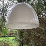 2 Danish white glass pendant lights (50s/60s)